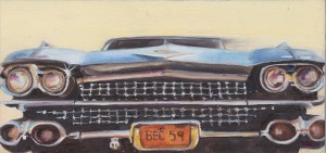 "1959 Cadillac DeVille",   oil on panel, 7"x 5" $375
